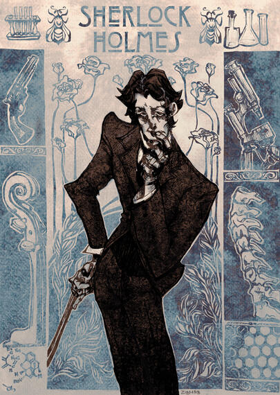 SHERLOCK HOLMES. Mixed media. 2024.